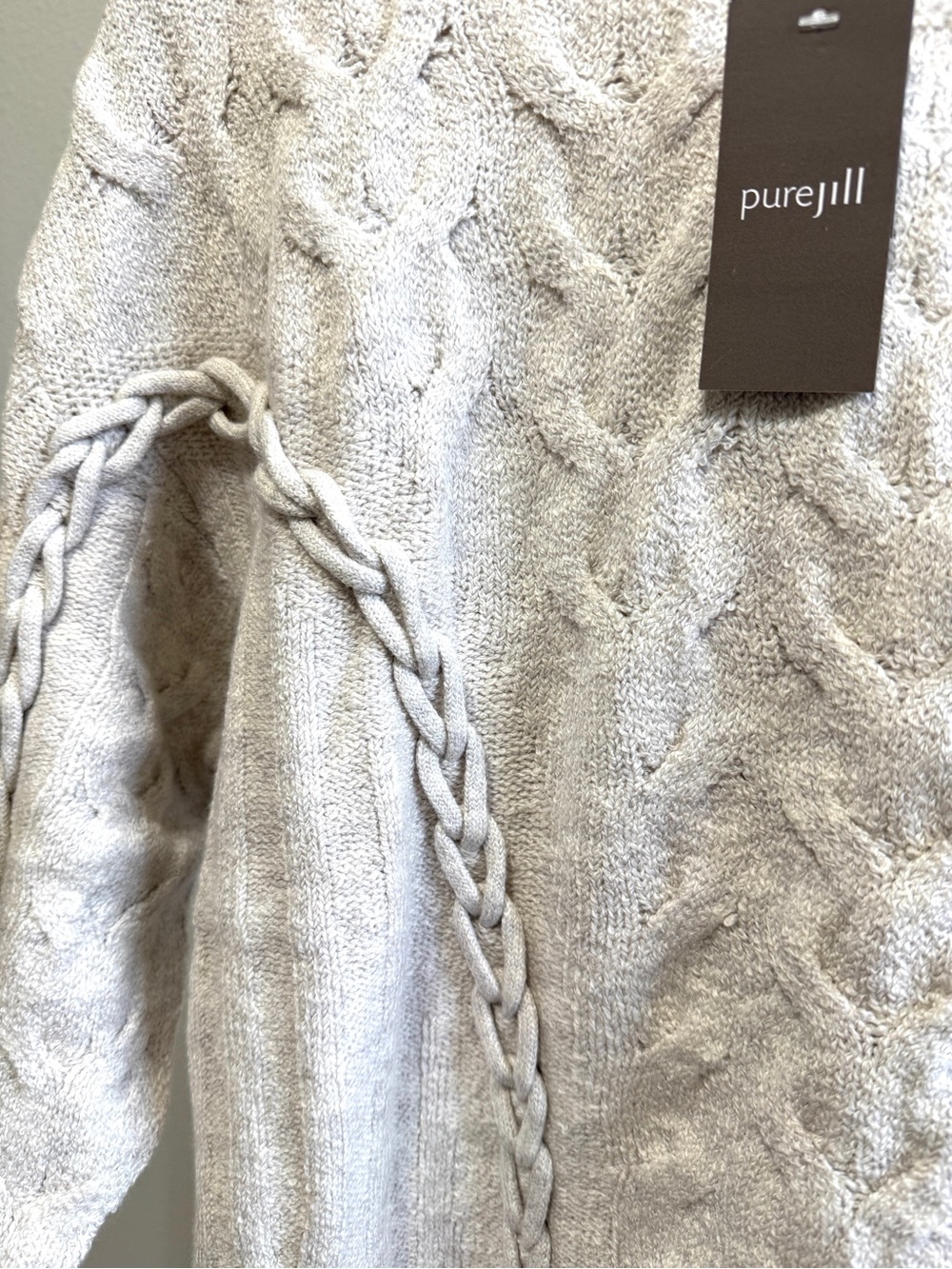 J. Jill Cream Cable-Knit Crew Sweater - Picture 4 of 7